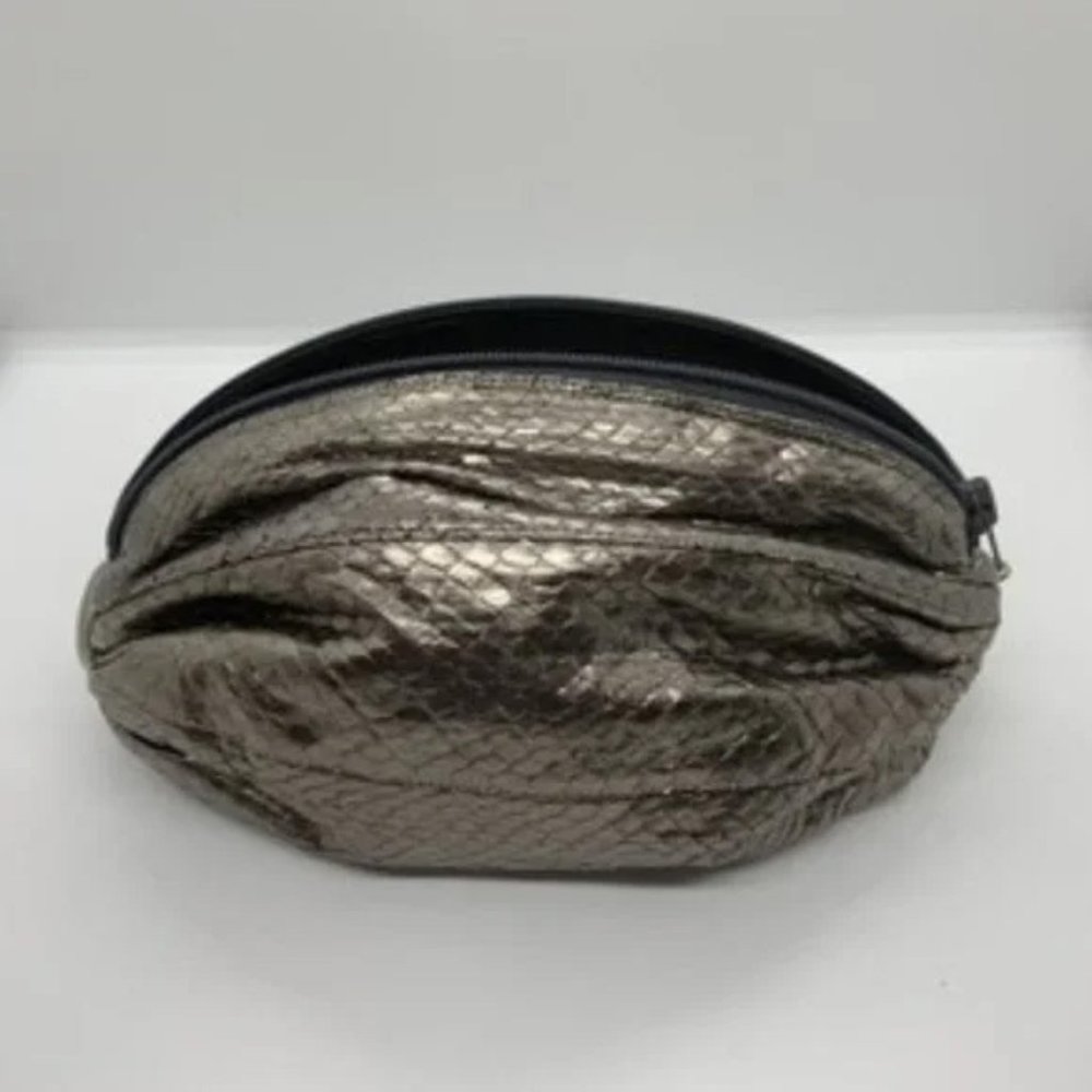 VINTAGE - Silver, Snakeskin Oval Clutch